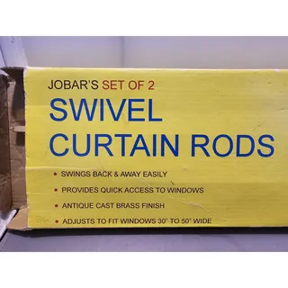 Photo of Vintage 1996 Jobar #JT2127 - Set of 2 Swivel Curtain Rods - Fits 30" to 50" Wide