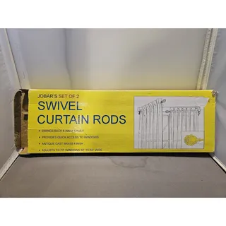 Photo of Vintage 1996 Jobar #JT2127 - Set of 2 Swivel Curtain Rods - Fits 30" to 50" Wide