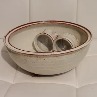 Photo of Studio Art Pottery Artist Signed & ROM Marked 9.5" Wall Art w Leather