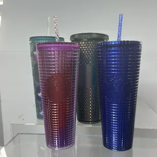 Photo of Starbucks Studded Tumbler Set 24oz Iridescent Blue Purple Green Cold Cup Lot