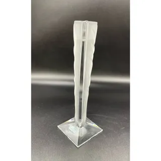 Photo of J G Durand Signed Cristal Candleholder Clear & Frosted Au Ploms 24% France 8"