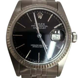 Photo of 36MM Rolex 16014 Oyster Perpetual Datejust Jubilee Fluted White Gold Bezel 