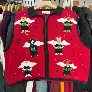 Photo of Vintage Y2K Cottage Style Zip Up Sweater Vest