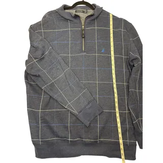 Photo of Nautica Mens Navy Blue Quarter Zip Pullover Sweatshirt Casual Logo