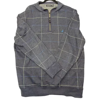 Photo of Nautica Mens Navy Blue Quarter Zip Pullover Sweatshirt Casual Logo