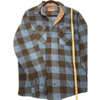 Photo of Wrangler Authentics Mens 2XL Heavyweight Fleece Shirt Blue Buffalo Plaid