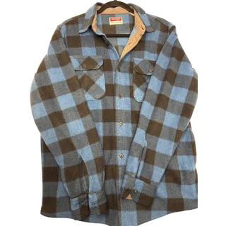 Photo of Wrangler Authentics Mens 2XL Heavyweight Fleece Shirt Blue Buffalo Plaid