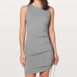 Photo of Lululemon Cinch It Ruched Tank Dress M Gray Bodycon Casual Minimal Quiet Luxury