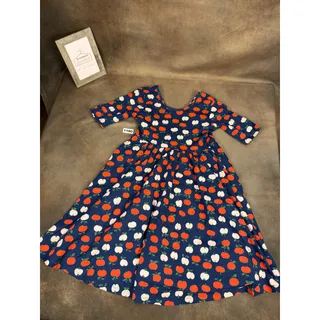 Photo of Hanna Andersson Girls Navy Apple Print Twirl Dress Size 10 140 #1180