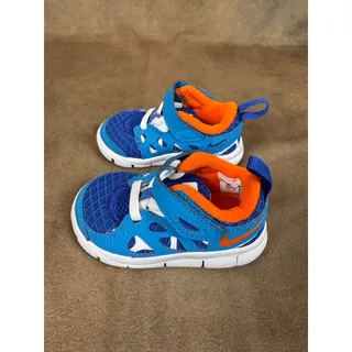 Photo of Nike Free Run Toddler Sneakers Blue Orange Size 4C Hook & Loop Shoes #1145