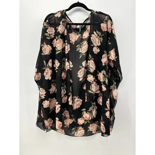 Photo of Live 4 Truth Women’s Plus Size 3X Kimono Rose Floral Black Peach