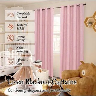 Photo of Baby Pink Nursery Blackout Curtains 52x84 inch 2-Panel Grommet Top