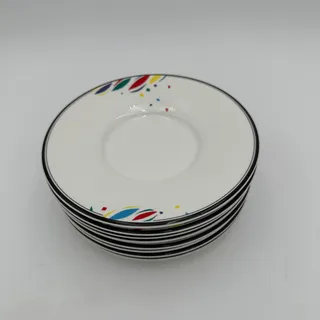 Photo of Vintage Saucers by Mikasa in Natures Pallet Postmodern 90s Geometric 6.5" Set/8