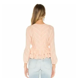 Photo of Free People Revolve Samifran Long Sleeve Petal Combo Peach Ruffle Top Size XS