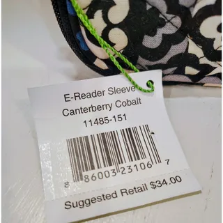 Photo of NWT Vera Bradley Tablet Kindle Padded Sleeve, Canterbweey Cobalt, Retired