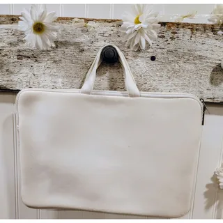 Photo of White Neoprene Padded Laptop Sleeve Case, Handles, EUC