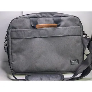 Photo of PKG Canada Laptop Messenger Bag Gray Tan Briefcase Shoulder Strap Travel Work