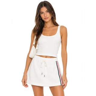 Photo of Revolve Tennis Club White Terry Drawstring Mini Skirt NWT Size Small