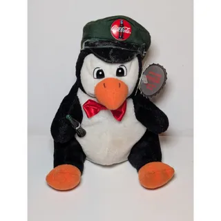 Photo of 1997 Coca-Cola Penguin Bean Bag Plush w Tags Soda Jerk Hat Bow Tie Bottle