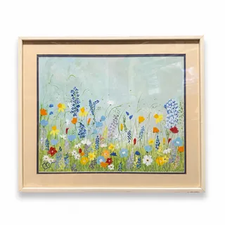 Photo of Vintage Hand Painted Wildflower Meadow After Eda Varricchio Field Signed CE