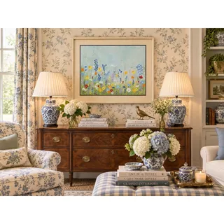 Photo of Vintage Hand Painted Wildflower Meadow After Eda Varricchio Field Signed CE