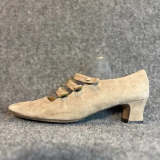 Photo of Sesto Meucco Florence Womens 10 Taupe Suede Low Heels Pumps Italy Dress Shoes