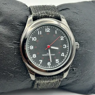 Photo of Men’s Easy-reader Black Dial Black Fabric Strap Watch Working New Battery