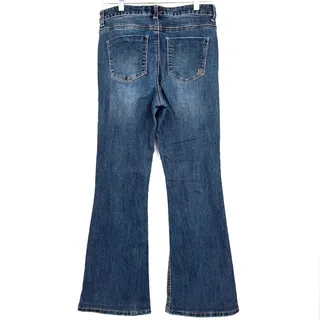 Photo of Indigo Rein JR 9 Curvy Flare Jeans Dark Wash Stretch Button Fly W28