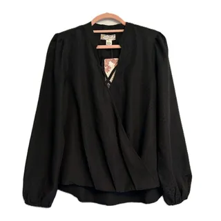 Photo of NWT Band of the Free Crossover Long Sleeve Black Blouse XS Boho Retro 70's Style