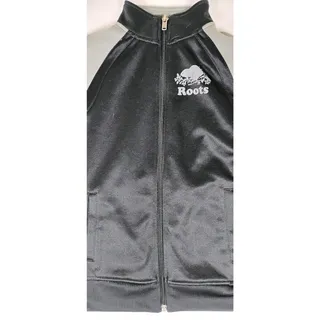 Photo of Roots Kids Track Jacket Boys M 7 8 Full Zip Raglan Athletic Pockets Black Gray