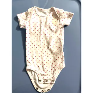 Photo of Carter's Short Sleeve Girls Bodysuit Infant Size 6 Months White Pink Hearts