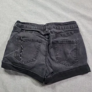 Photo of Refuge Womens Shorts Sz 2 Black Denim Stretch EUC Spring Summer Goth Distressed