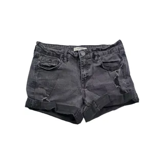 Photo of Refuge Womens Shorts Sz 2 Black Denim Stretch EUC Spring Summer Goth Distressed