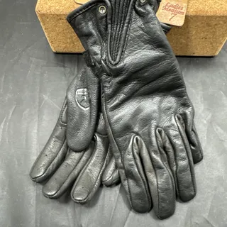 Photo of HIGHWAY 21 Roulette Black Leather Padded Motorcycle Gloves Women Size M 7 NWT