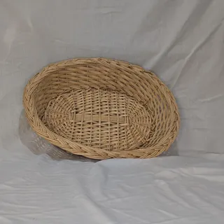 Photo of Oval Wicker Rattan Basket, Handwoven Catchall Tray, Boho Farmhouse Fruit Bowl