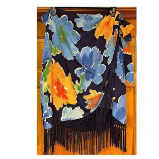 Photo of Lauren Ralph Lauren Floral Fringe Faux-Wrap Skirt Plus 14W or 18W NWT