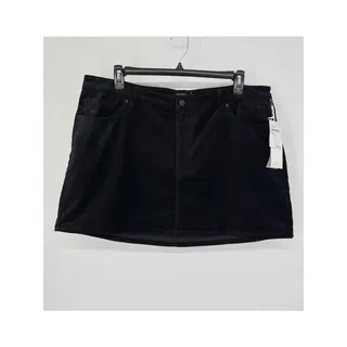 Photo of Good American Black Velvet Velveteen Mini Skirt with Pockets Size 18 NWT