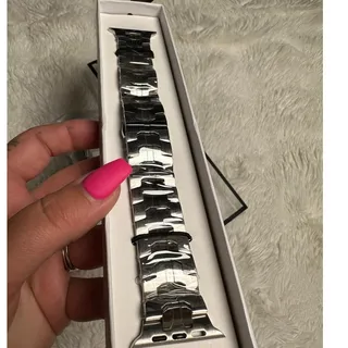 Photo of GLAM BUDDHA 49mm Apple Watch Silver Metal Band & Protective Case Cover Set New
