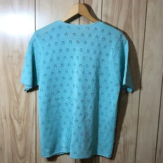 Photo of VTG Jaclyn Smith 90s Aqua Crochet Sweater Top M Knit Floral Lace