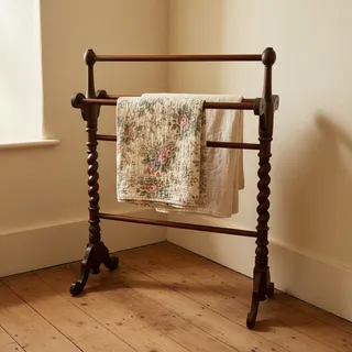 Photo of Antique Victorian Walnut Towel Quilt Rack-Barley Twist-English-19th Century-Wood
