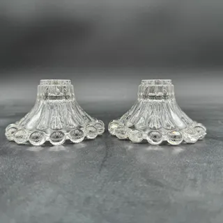 Photo of Vintage Candlestick Single Light Berwick Boopie Clear by Anchor Hocking Set of 2