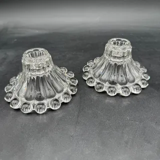 Photo of Vintage Candlestick Single Light Berwick Boopie Clear by Anchor Hocking Set of 2