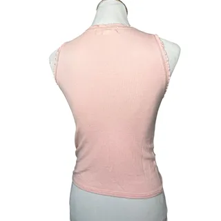Photo of Treasure & Bond Tank Top Women Sm Pink Lettuce Edge Rib Knit Y2K Retro Coquette