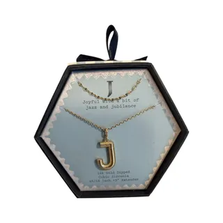 Photo of Initial J Necklace 14k Gold Dipped Cubic Zirconia Letter Pendant A New Day Gift