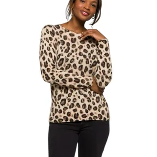 Photo of Harper Lane Cashmere and Wool Leopard Print Sweater Small