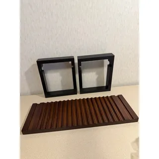 Photo of Sonavelite Wood Vinyl Record Display Stand Grooved with Hinged Double Frame