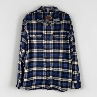 Photo of Vintage Orvis Heavyweight Flannel Shirt Jacket Mens 2XL Plaid Shacket Blue