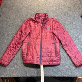 Photo of Patagonia Nano Puff Jacket Womens Medium Burgundy Quilted Puffer Coat Insulated