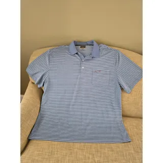 Photo of Greg Norman Men's XXL Golf Shirts (Lot of 3) Light Blue, Gray & Gray with Black Stripe