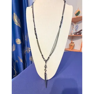 Photo of Vintage 32” Gunmetal Multi Chain Spike Pendant Necklace